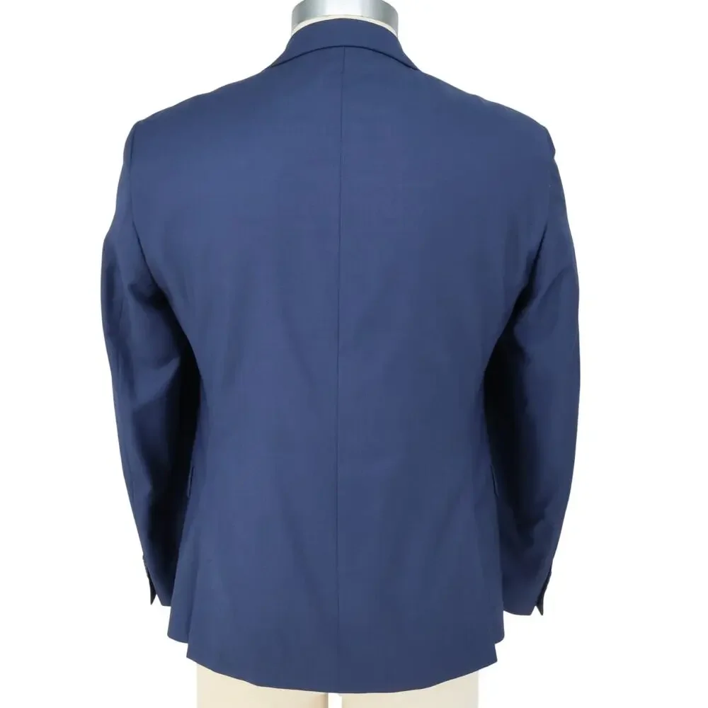 Calvin Klein Sport Coat Mens 42S Blue Wool Lined Blazer Jacket Preppy Career
